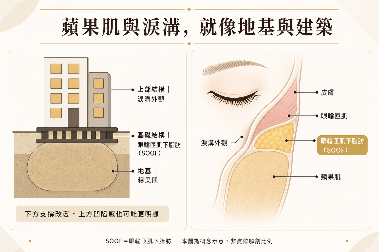 薇貝拉淚溝原理：蘋果肌是淚溝的地基，黑童打在深層蘋果肌托起淚溝